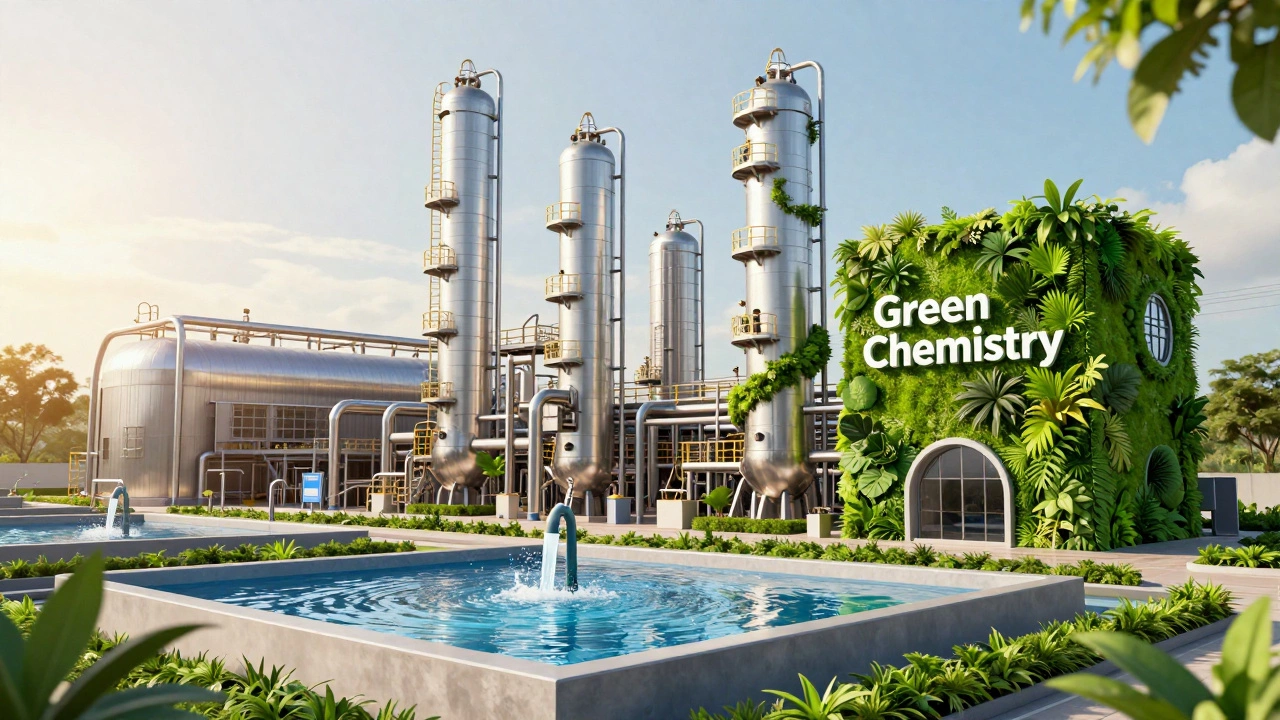Sustainable green chemical plant with integrated vegetation and water treatment