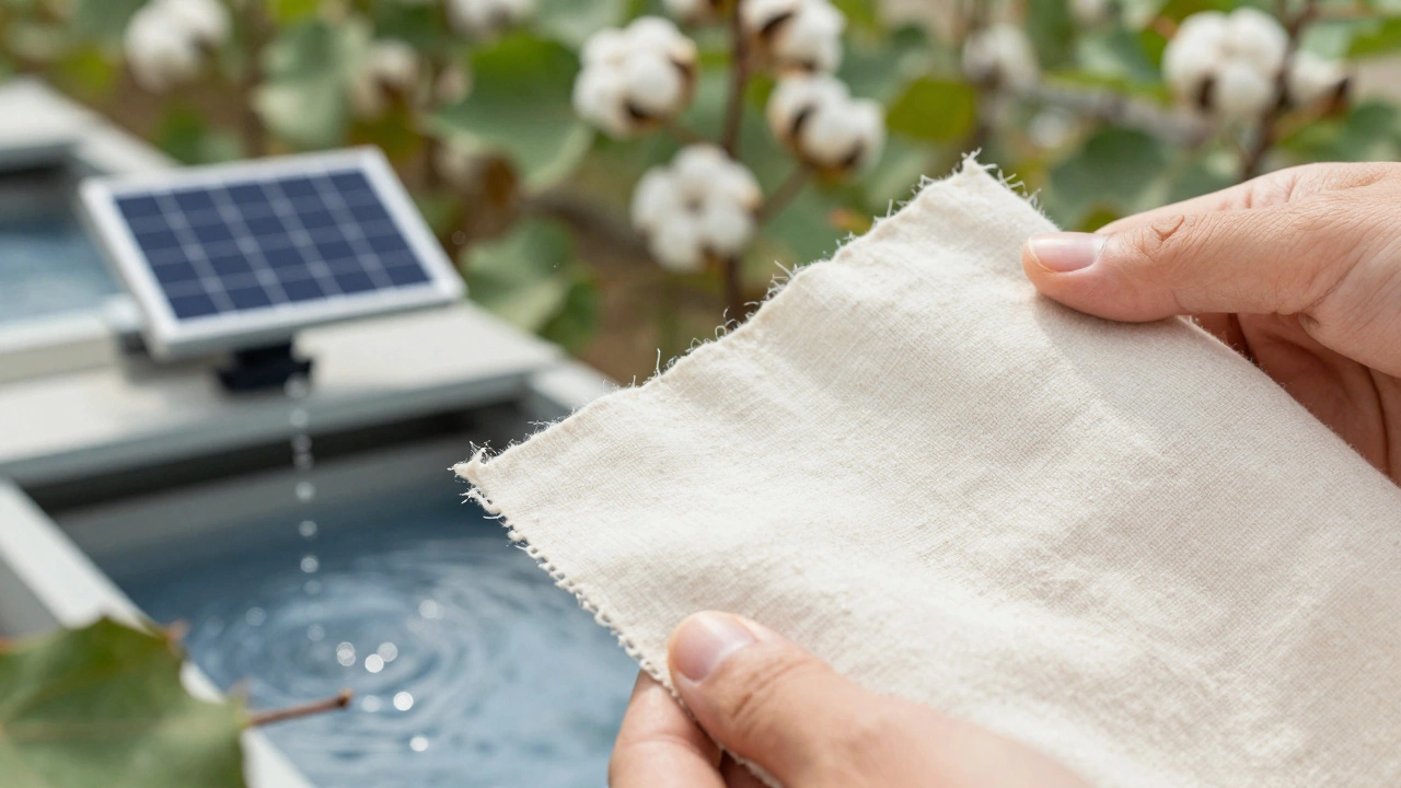 Close-up of organic cotton fabric highlighting sustainable textile production