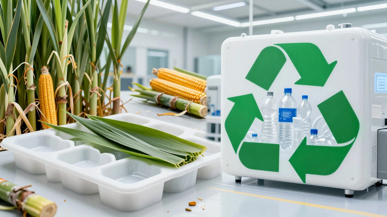 Modern factory producing bioplastics from agricultural waste materials