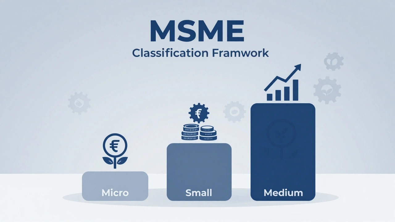 Vector illustration of three-tiered MSME business classification pillars