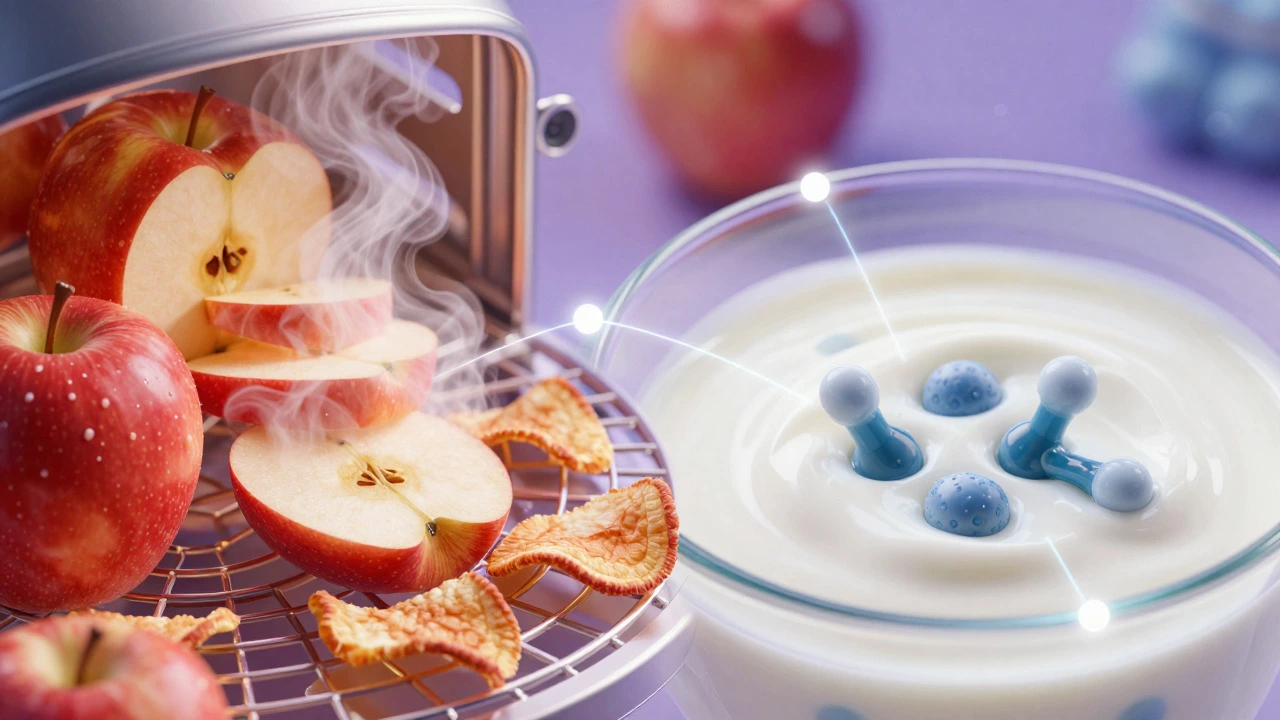 Artistic depiction of food drying and yogurt fermentation