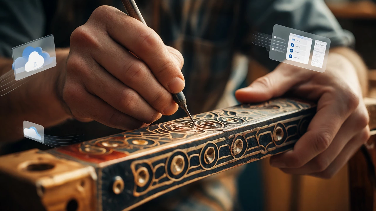 Close-up of hands crafting a unique, customized product with precision